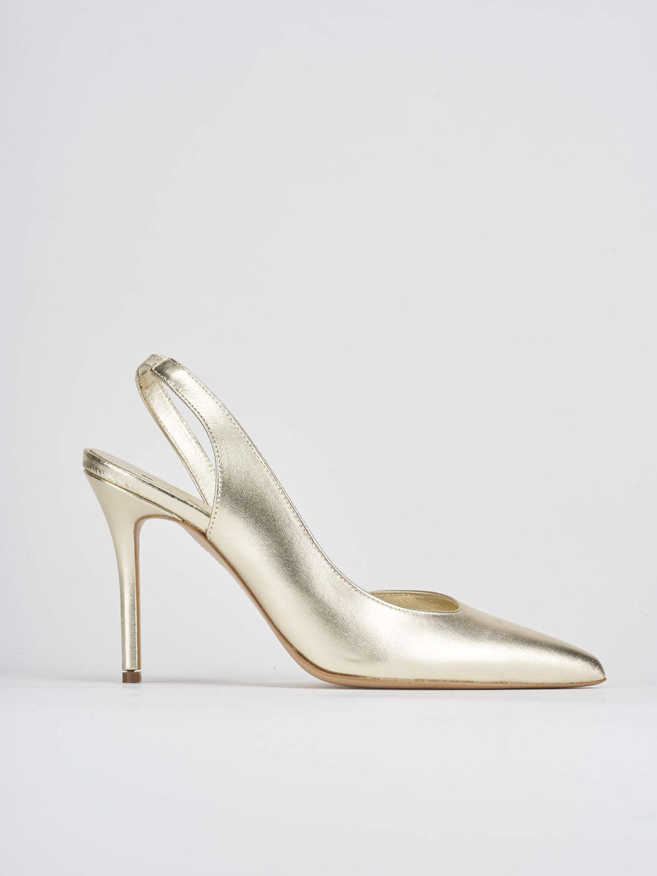Salones destalonados tacón 9 cm oro cuero