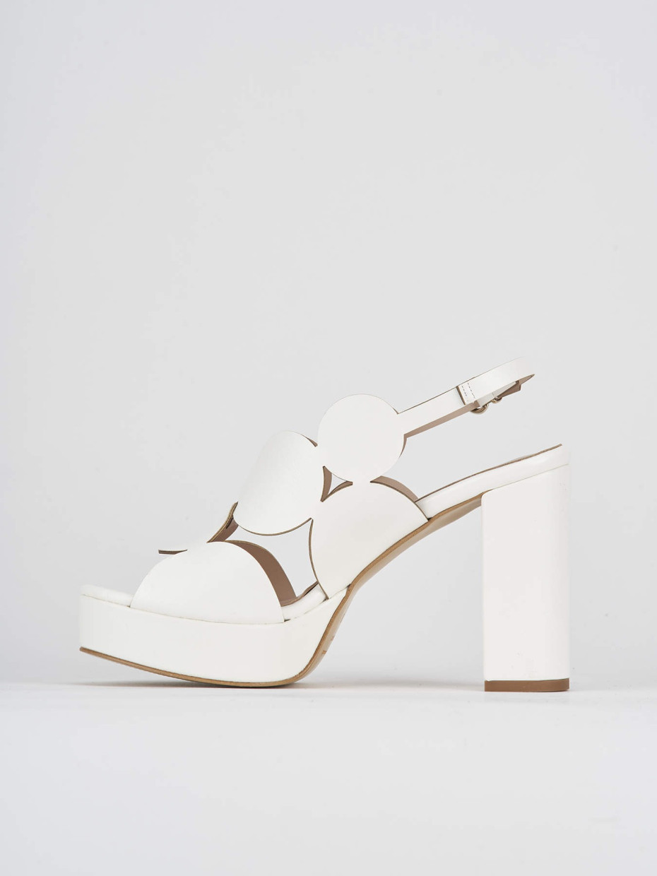 Sandalias de tacón alto tacón 9 cm blanco cuero