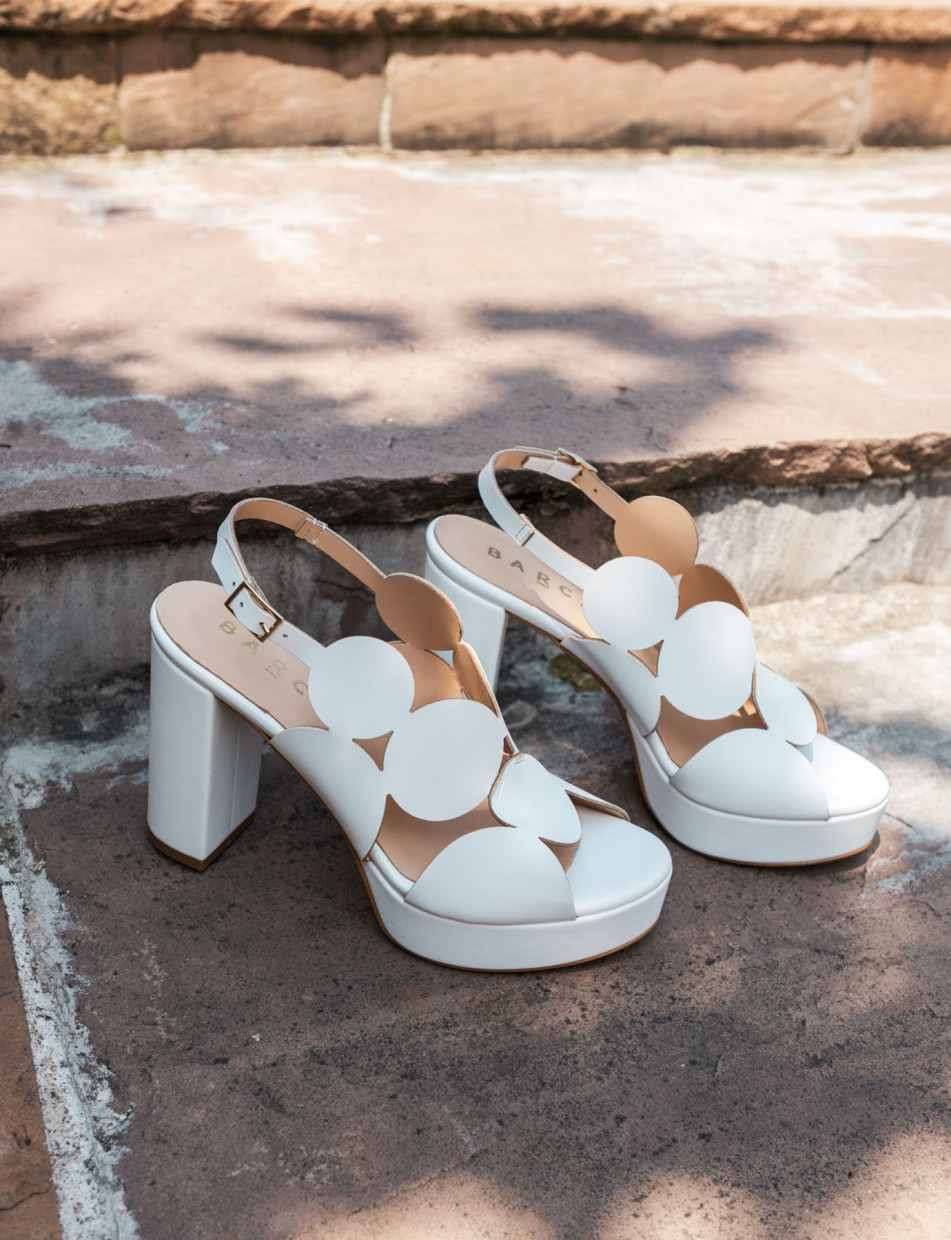 Sandalias de tacón alto tacón 9 cm blanco cuero