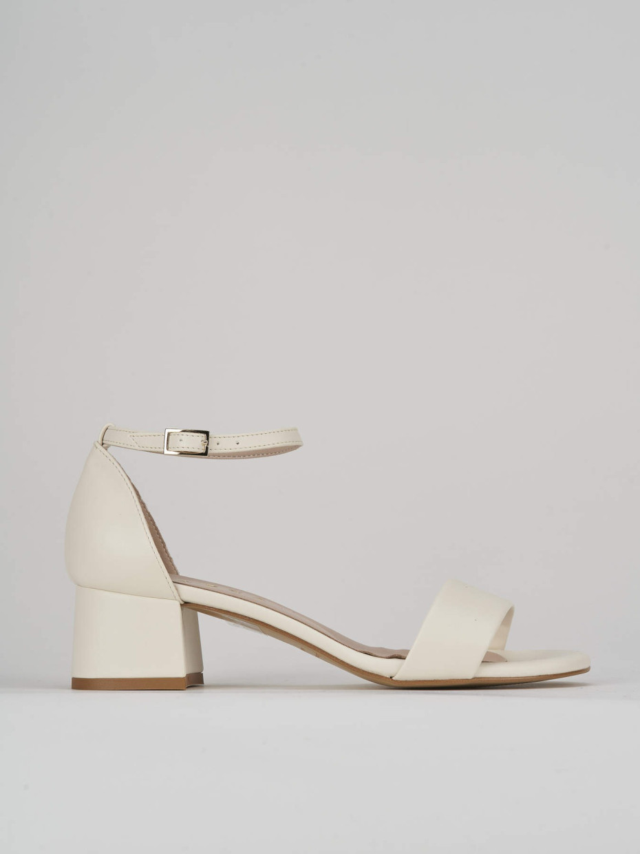 Sandalias de tacón alto tacón 5 cm blanco cuero