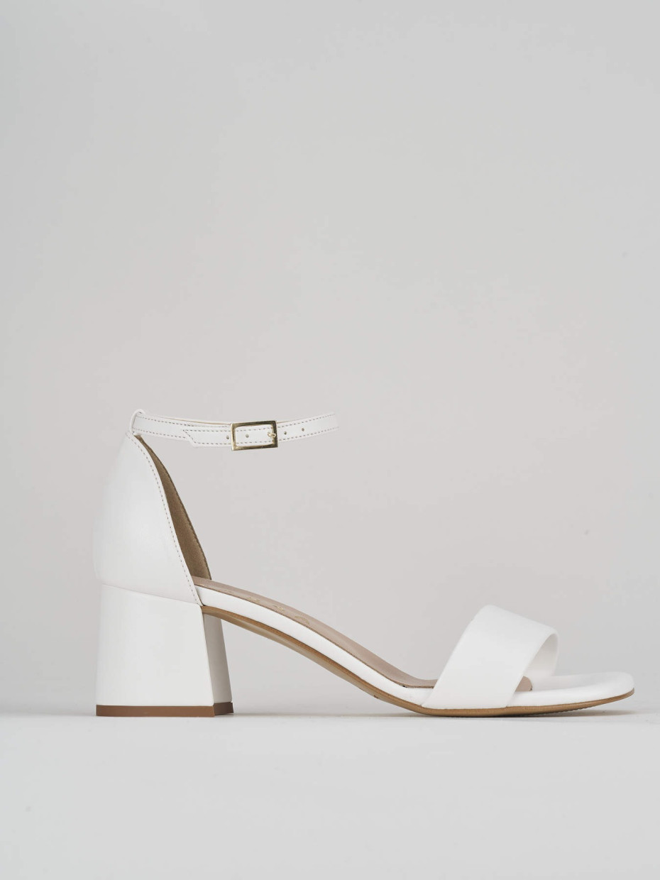 Sandalias de tacón alto tacón 6 cm blanco cuero