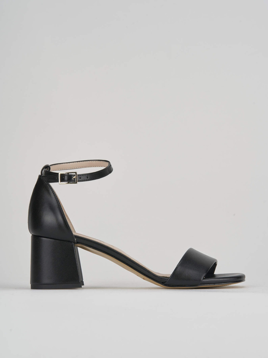 Sandalias de tacón alto tacón 6 cm negro cuero