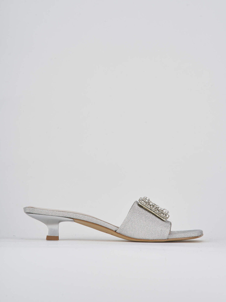 Slippers heel 3 cm silver glitter