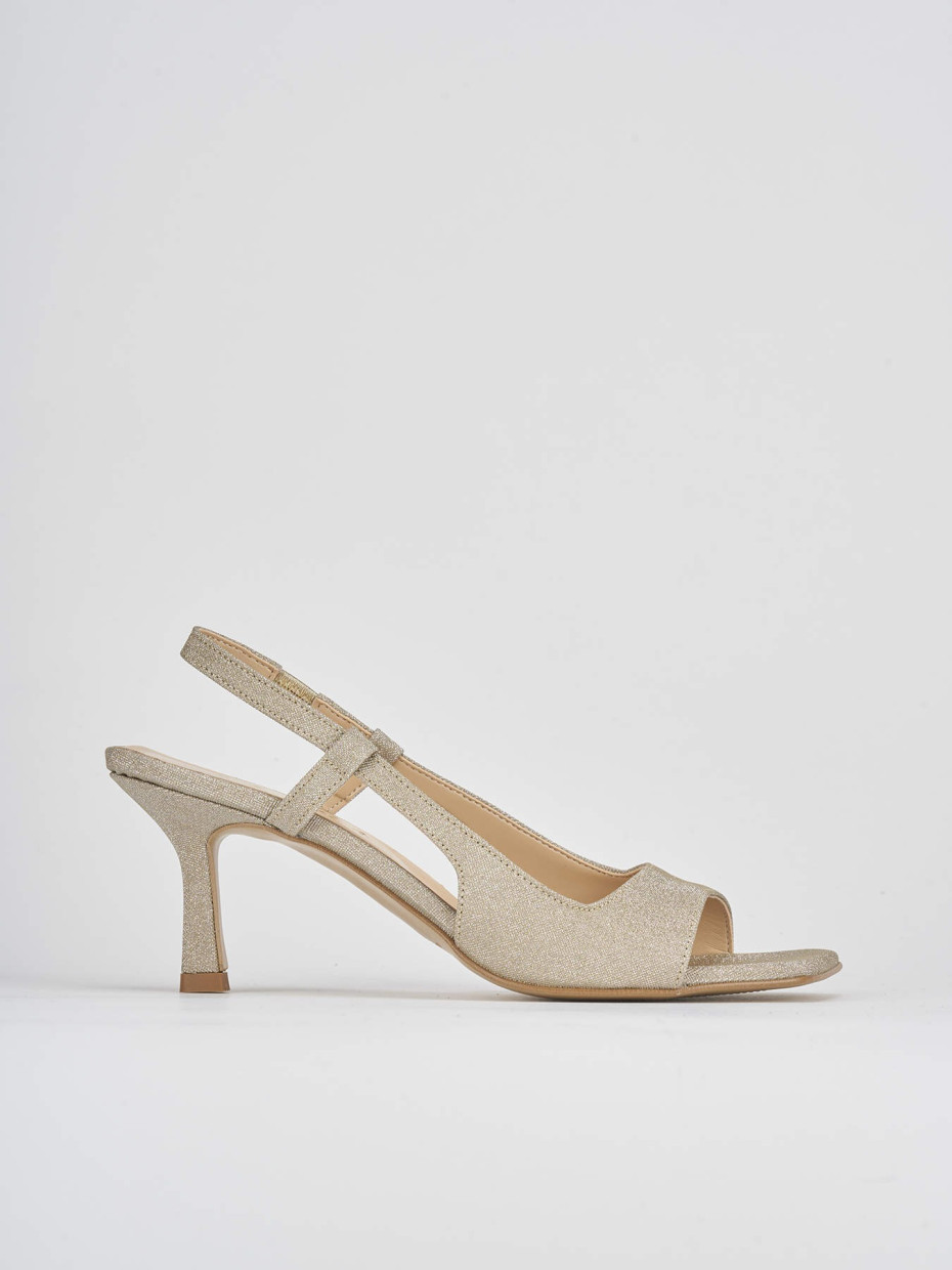 High heel sandals heel 7 cm gold leather