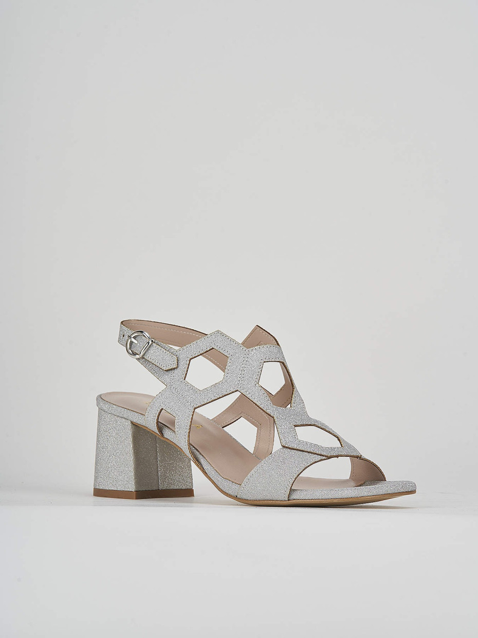 High heel sandals heel 5 cm silver glitter
