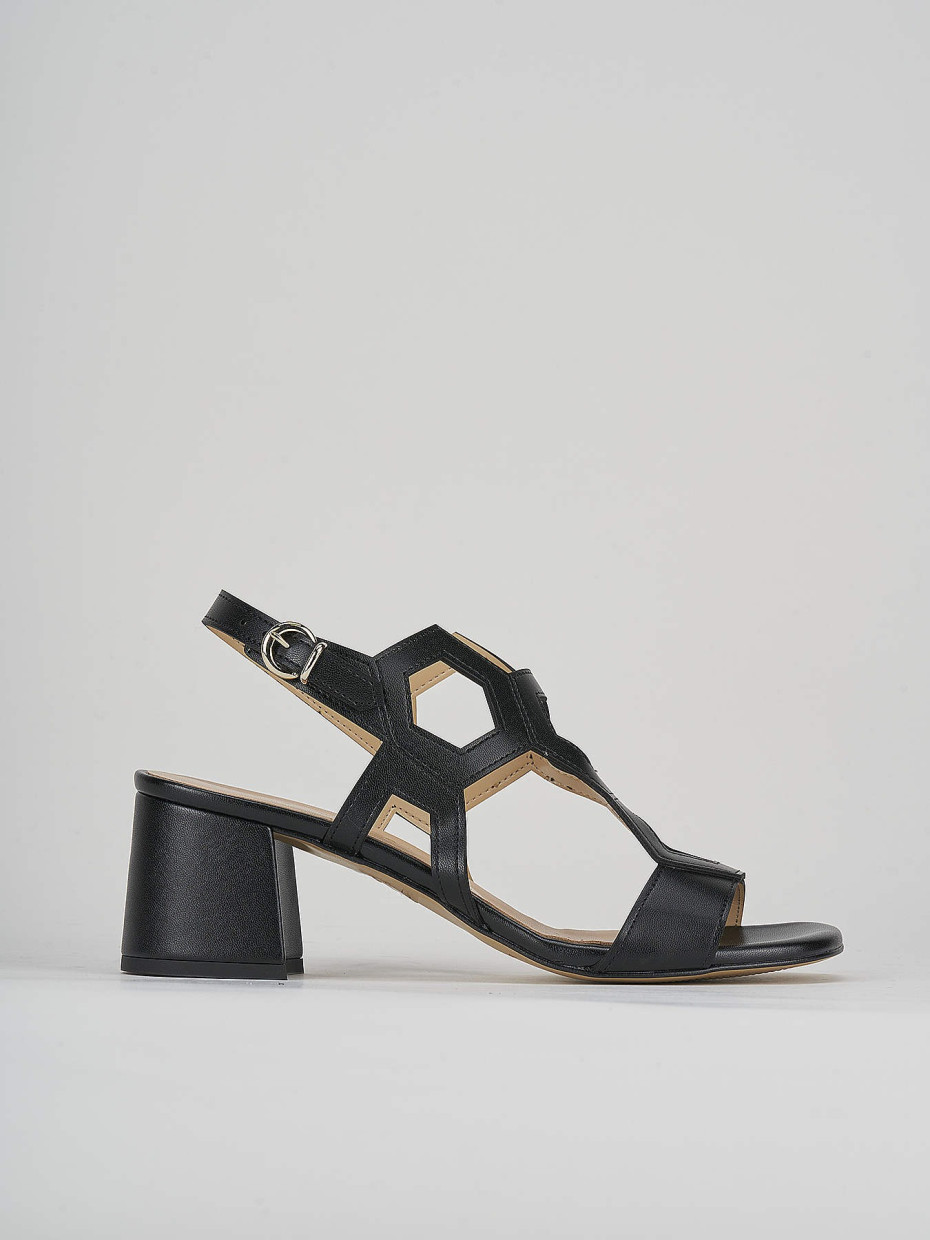 High heel sandals heel 5 cm black leather