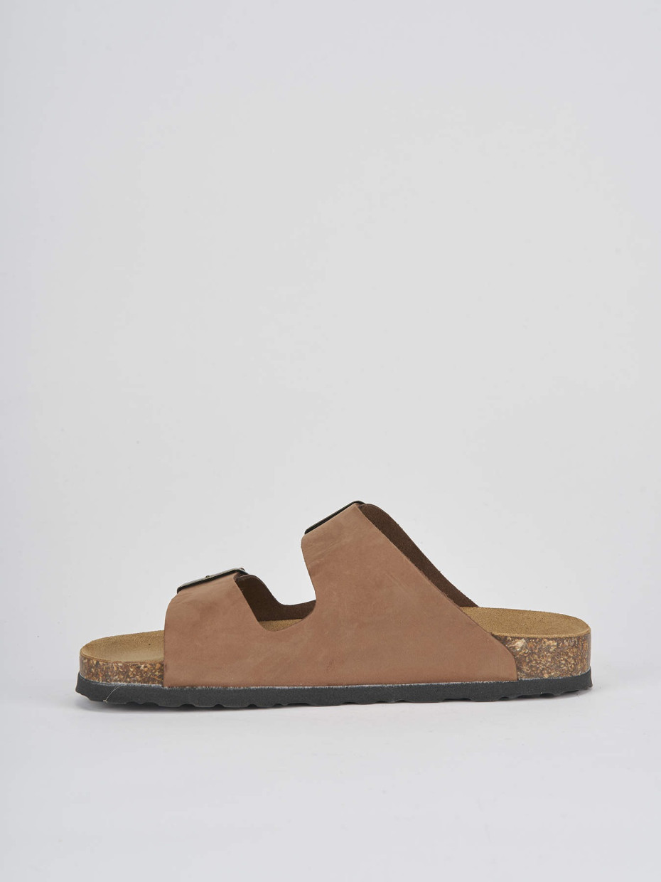 Mules tacón 1 cm marrón oscuro nobuk