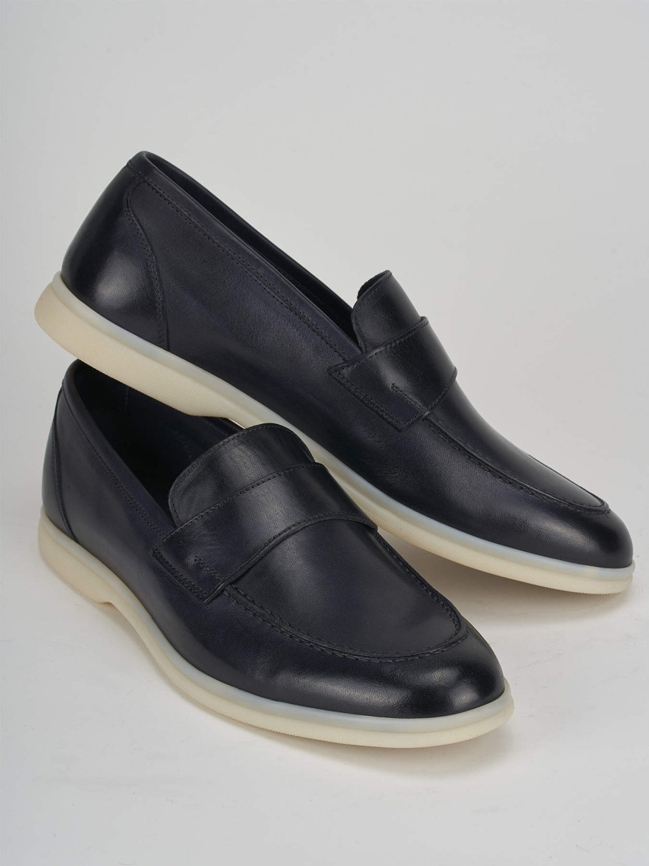 Mocasines azul cuero