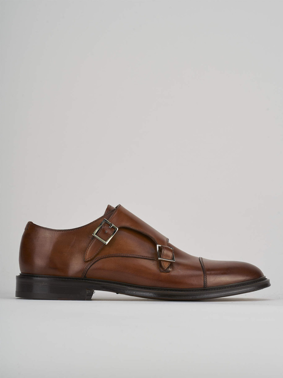 Zapatos de cordones tacón 1 cm marrón cuero
