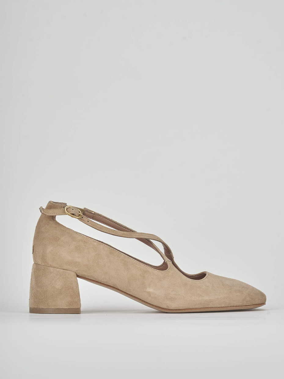 Zapatos de salón tacón 5 cm beis ante