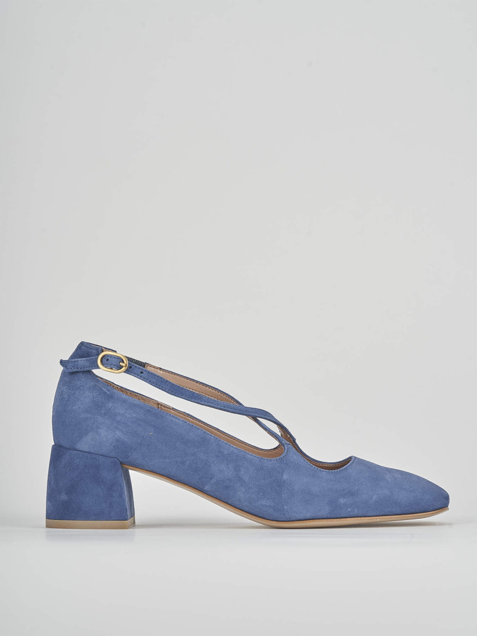 Zapatos de salón tacón 5 cm azul ante