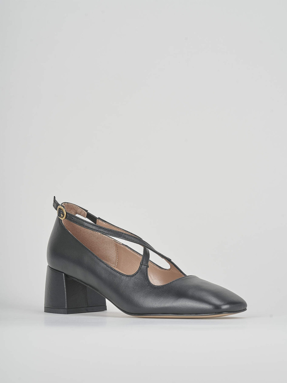 Zapatos de salón tacón 5 cm negro cuero