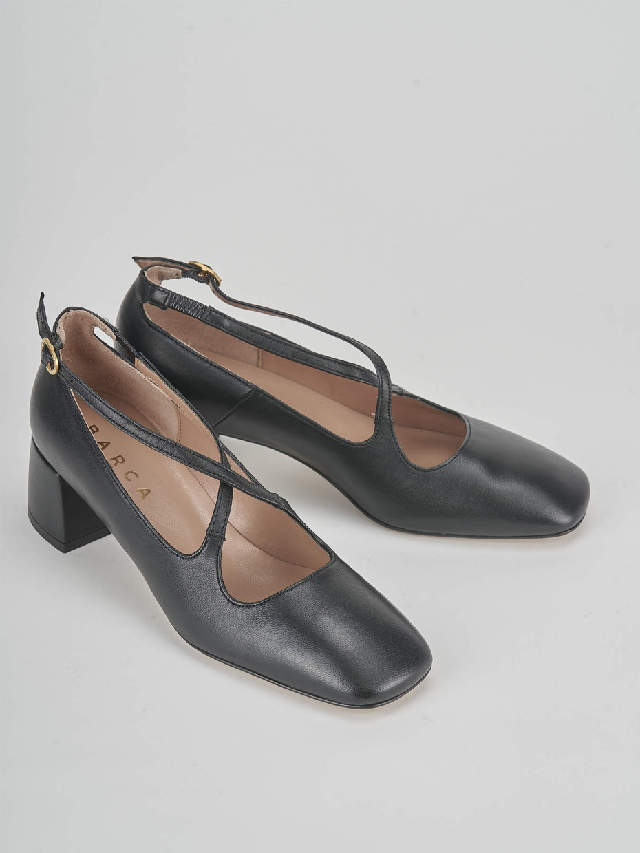 Zapatos de salón tacón 5 cm negro cuero
