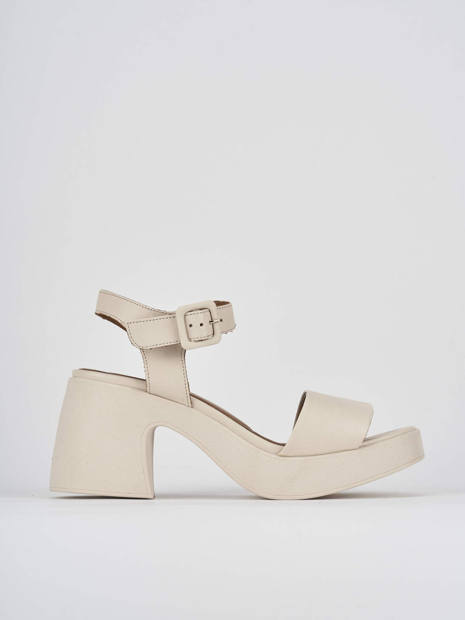 Sandalias de tacón alto tacón 7 cm blanco cuero
