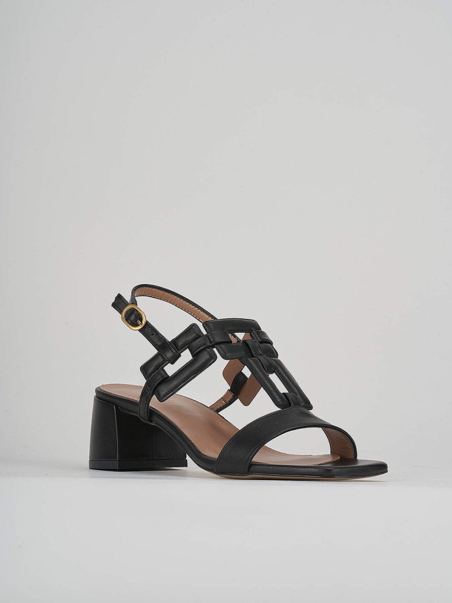 High heel sandals heel 5 cm black leather