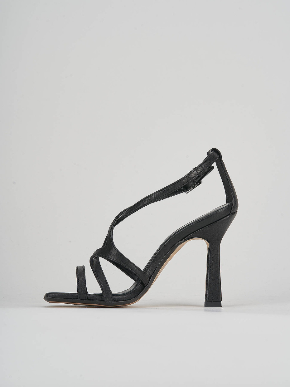 High heel sandals heel 9 cm black leather
