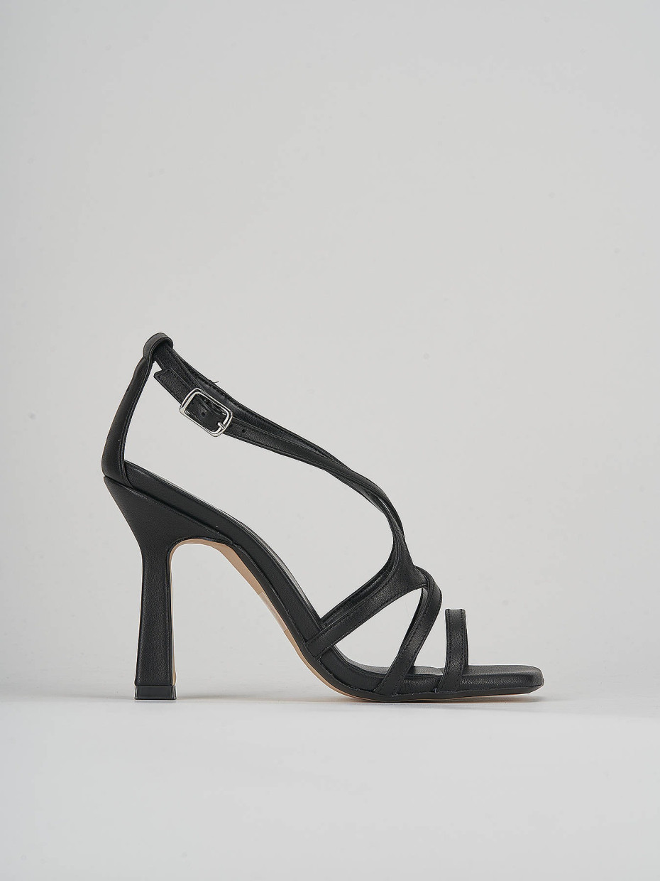High heel sandals heel 9 cm black leather