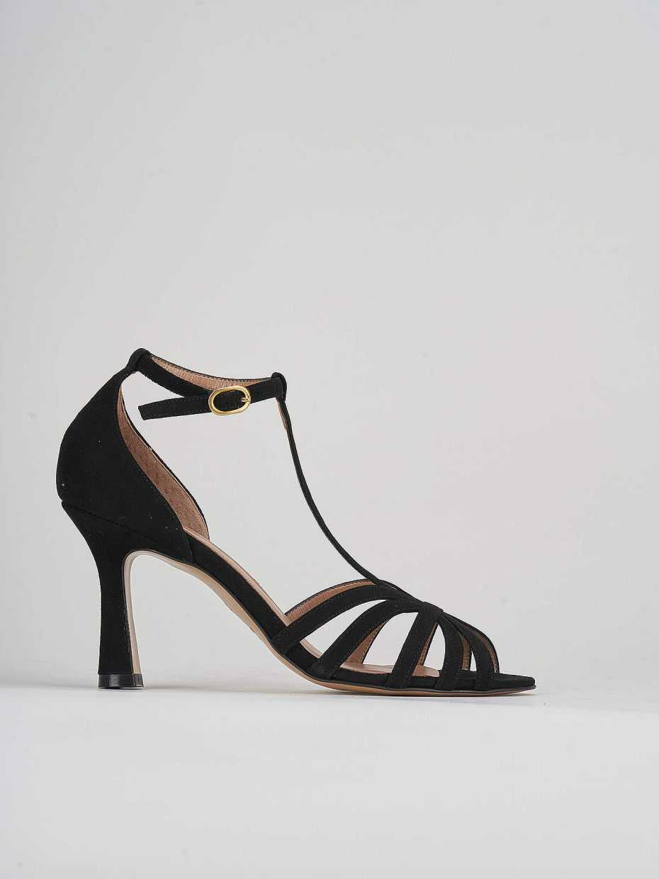 Sandali tacco 8cm camoscio nero