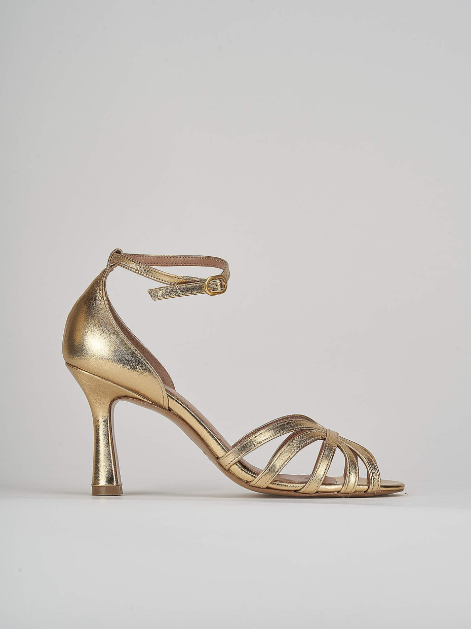 Sandalias de tacón alto tacón 8 cm oro laminado