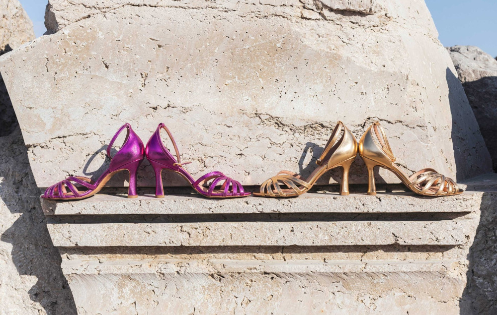 Sandalias de tacón alto tacón 8 cm rosa laminado
