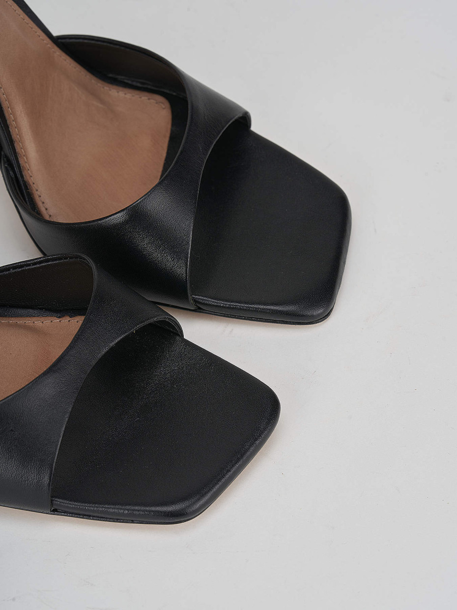 High heel sandals heel 11 cm black leather