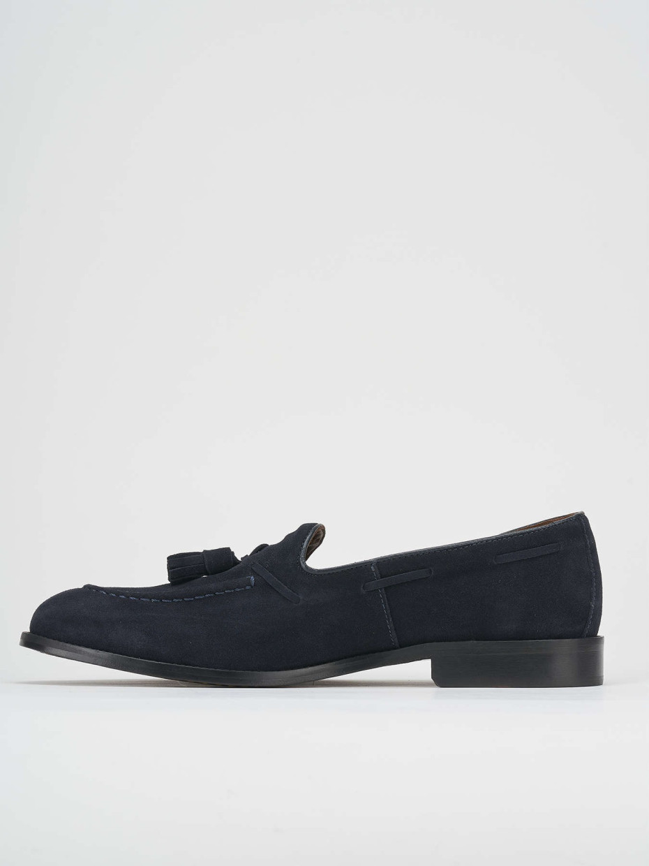 Mocasines tacón 1 cm azul ante