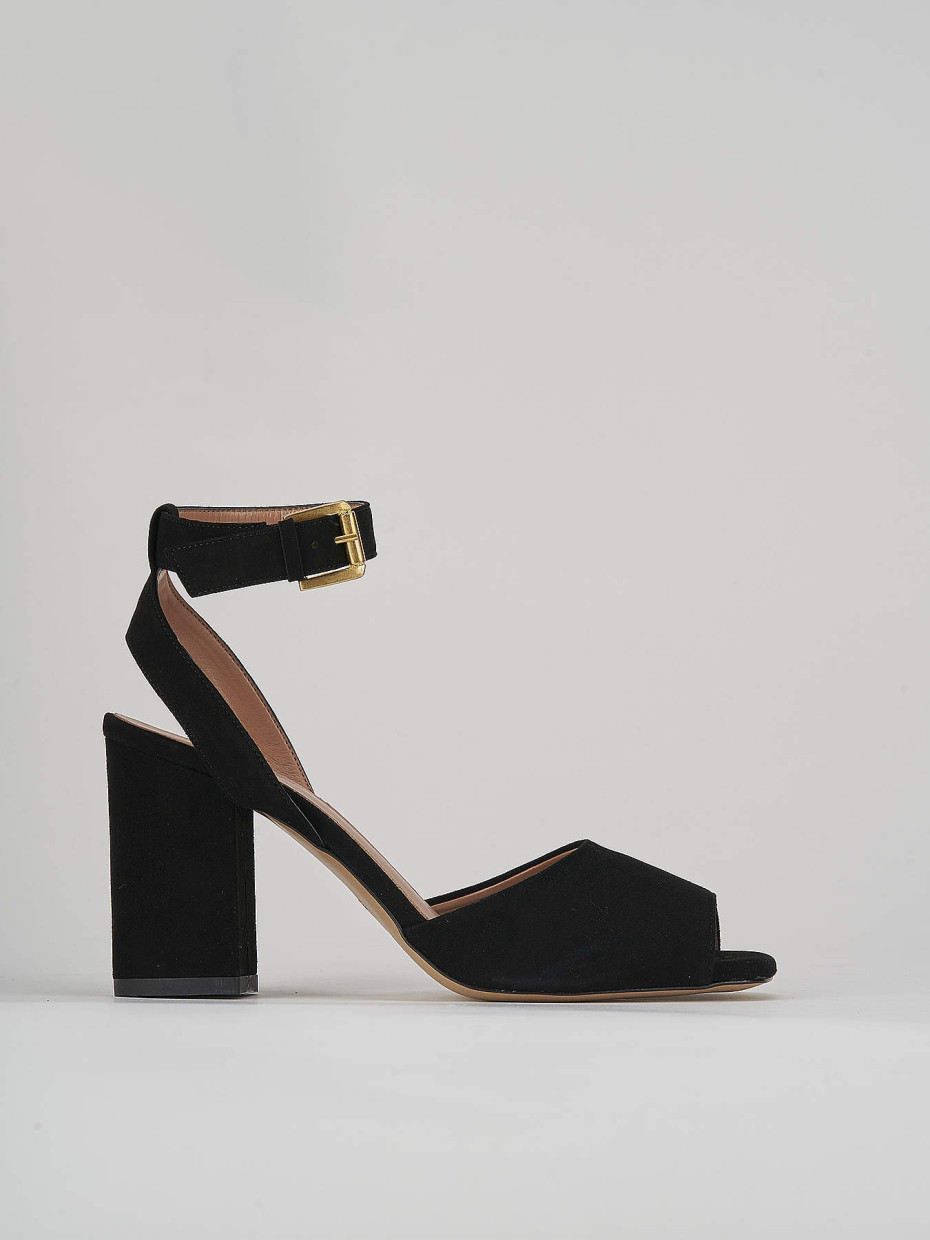 High heel sandals heel 8 cm black suede