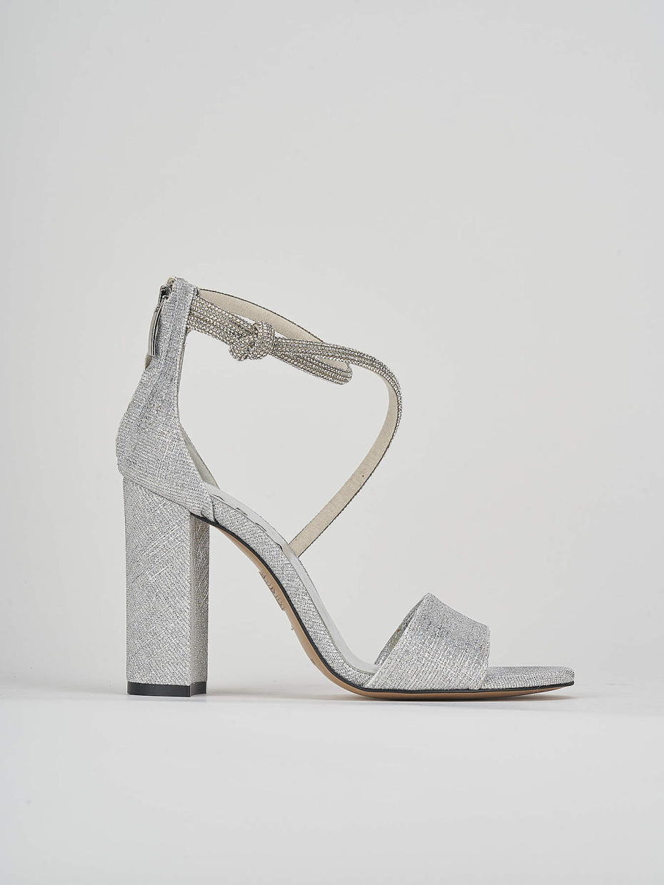 Sandalias de tacón alto tacón 9 cm plata cuero