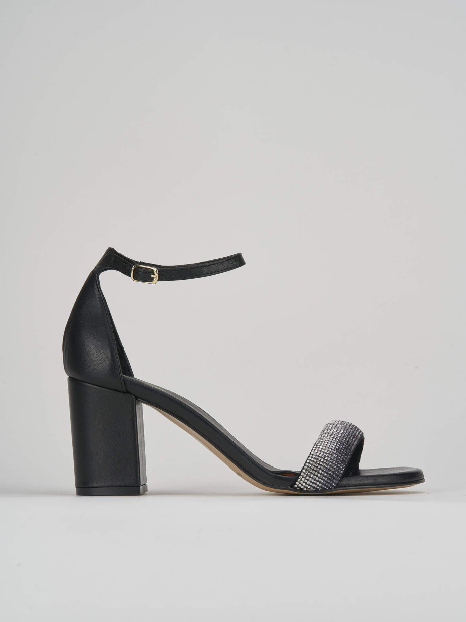 Sandalias de tacón alto tacón 8 cm negro cuero