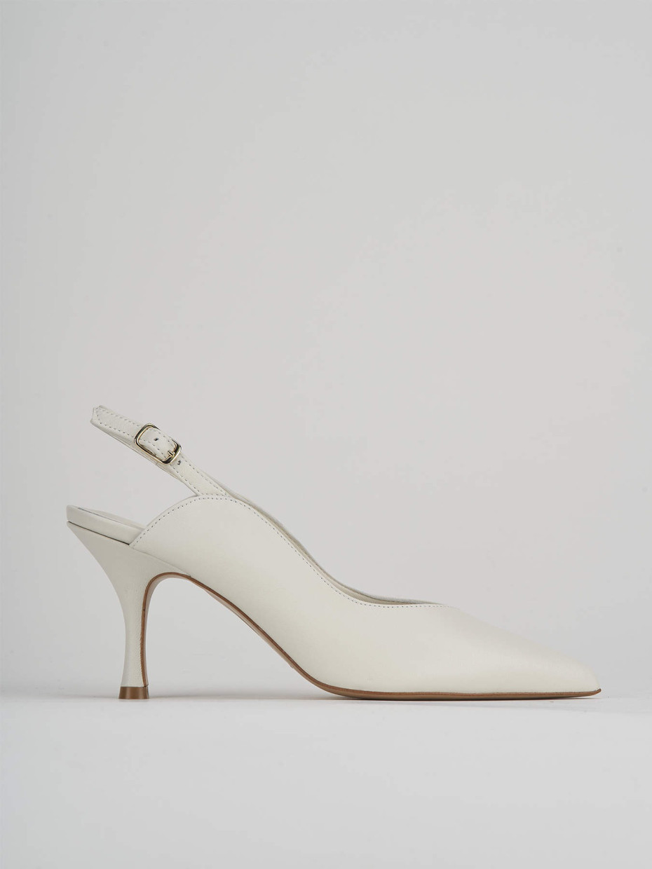 Salones destalonados tacón 7 cm blanco cuero