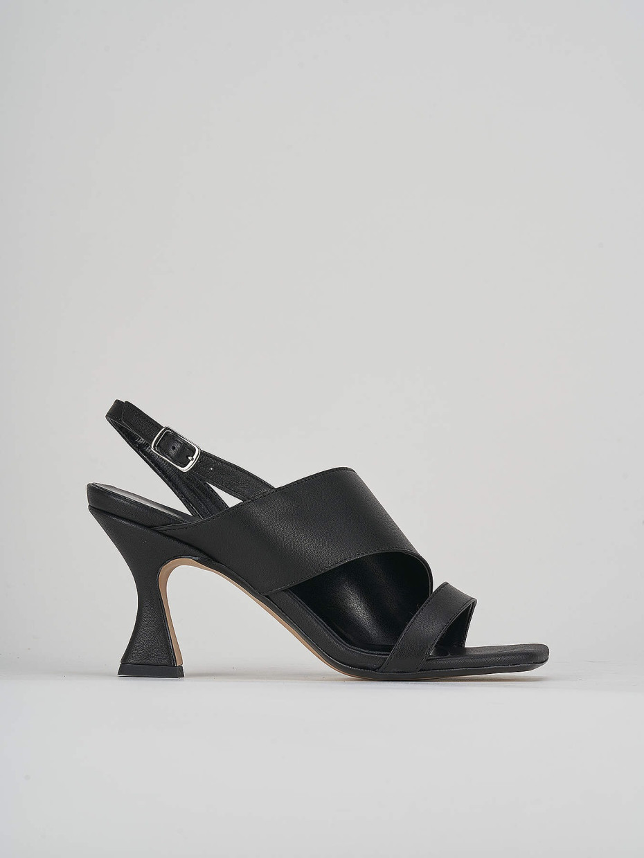 High heel sandals heel 7 cm black leather