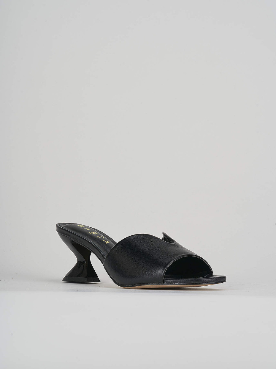 Ciabatte tacco 6cm  nero pelle