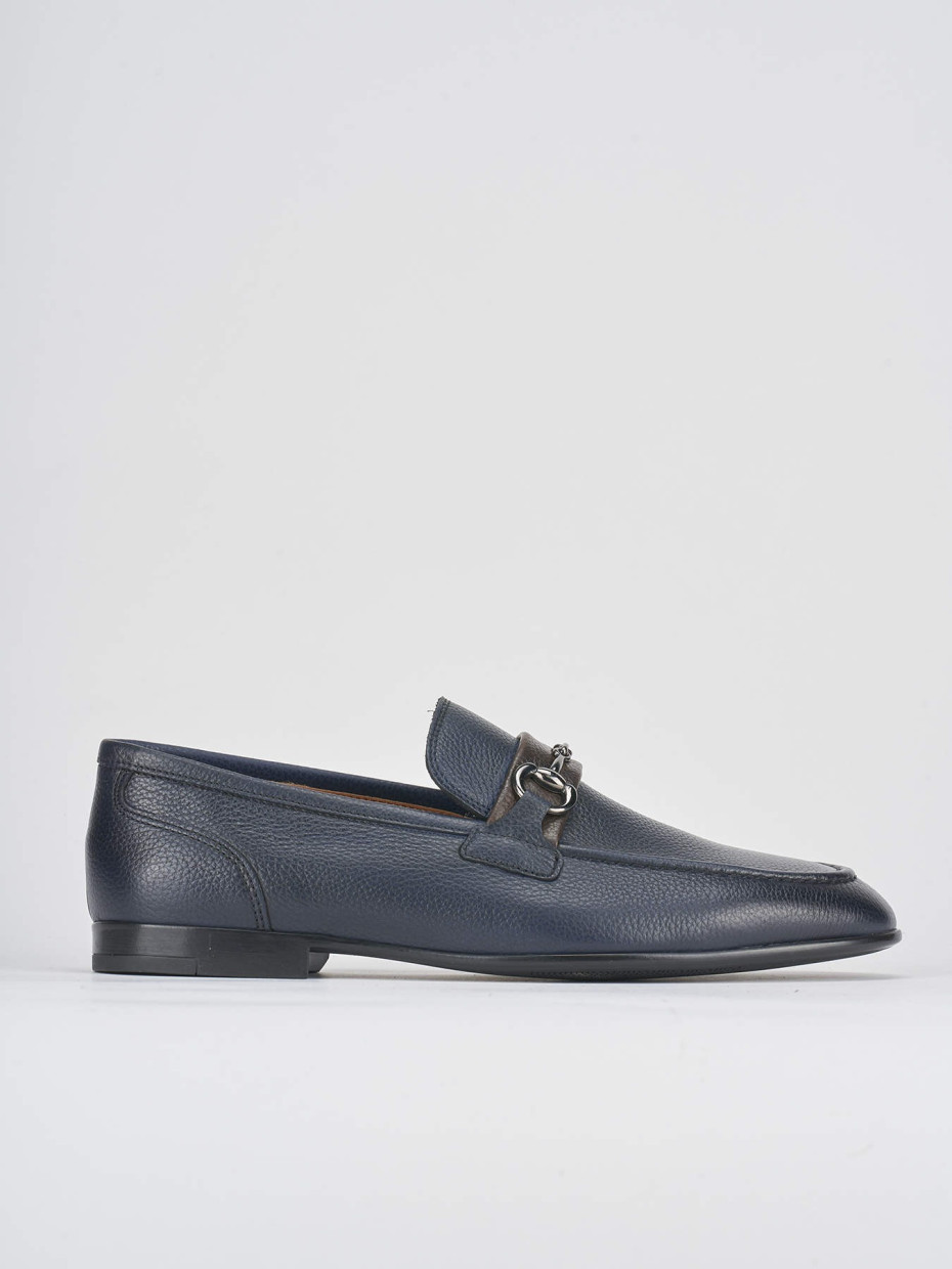 Mocasines tacón 1 cm azul cuero