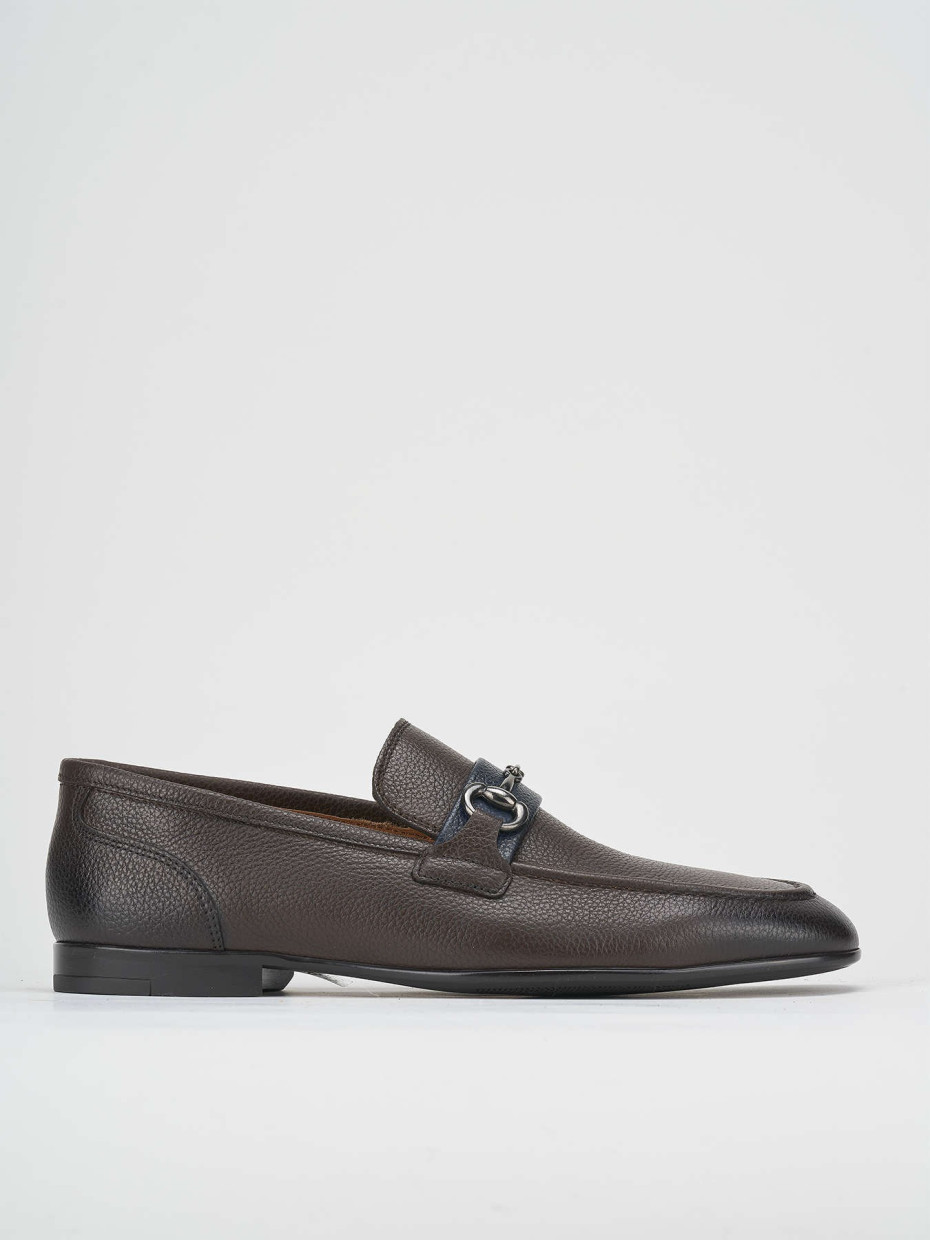 Mocasines tacón 1 cm marrón oscuro cuero
