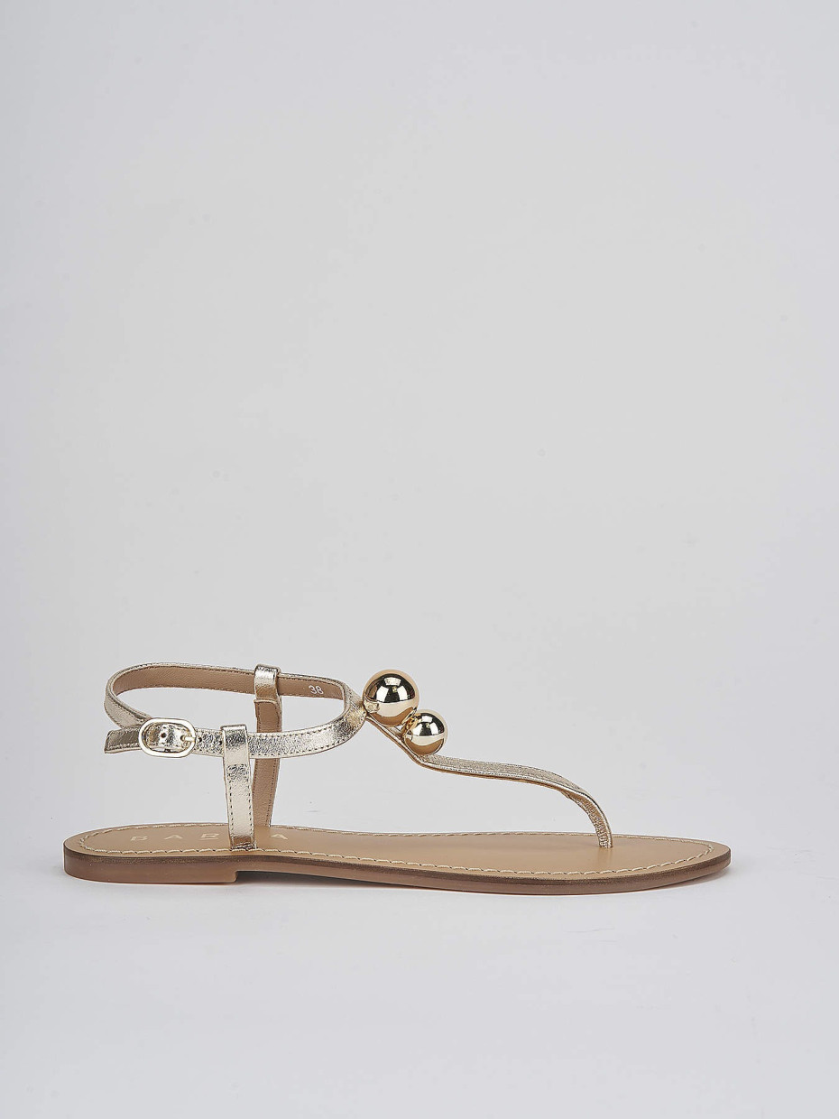 Sandalias de tacón bajo tacón 1 cm oro cuero