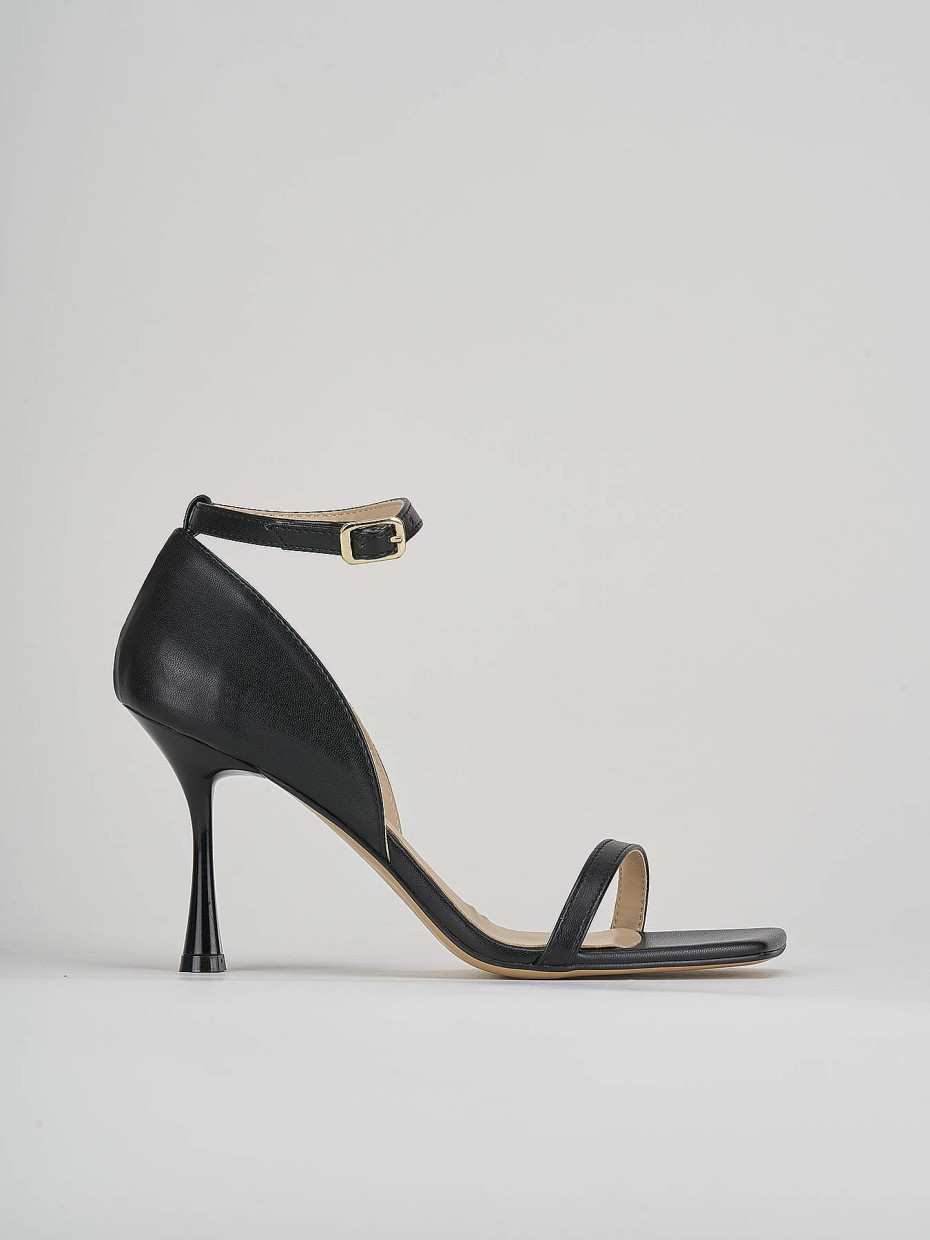Sandalias de tacón alto tacón 7 cm negro cuero