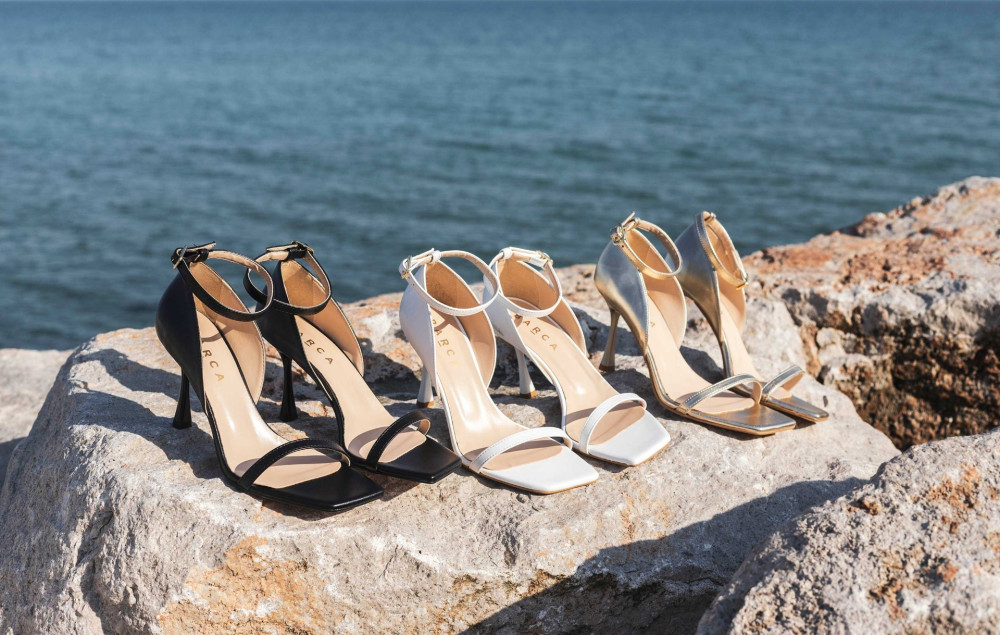High heel sandals heel 7 cm white leather