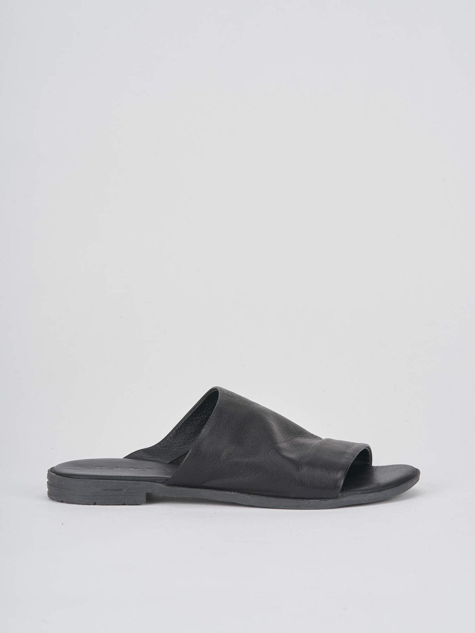 Mules tacón 1 cm negro cuero