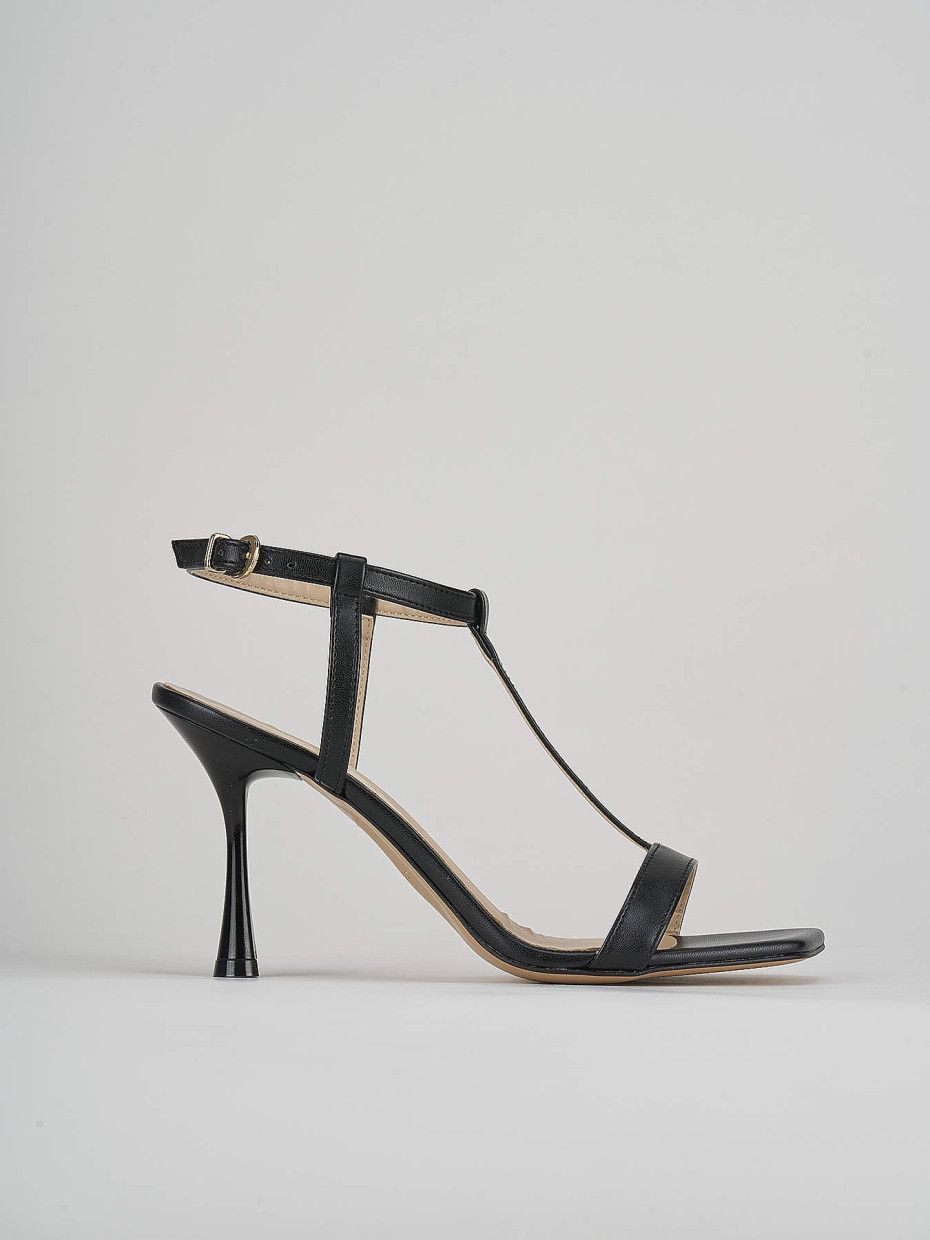 Sandali tacco 7cm pelle nero