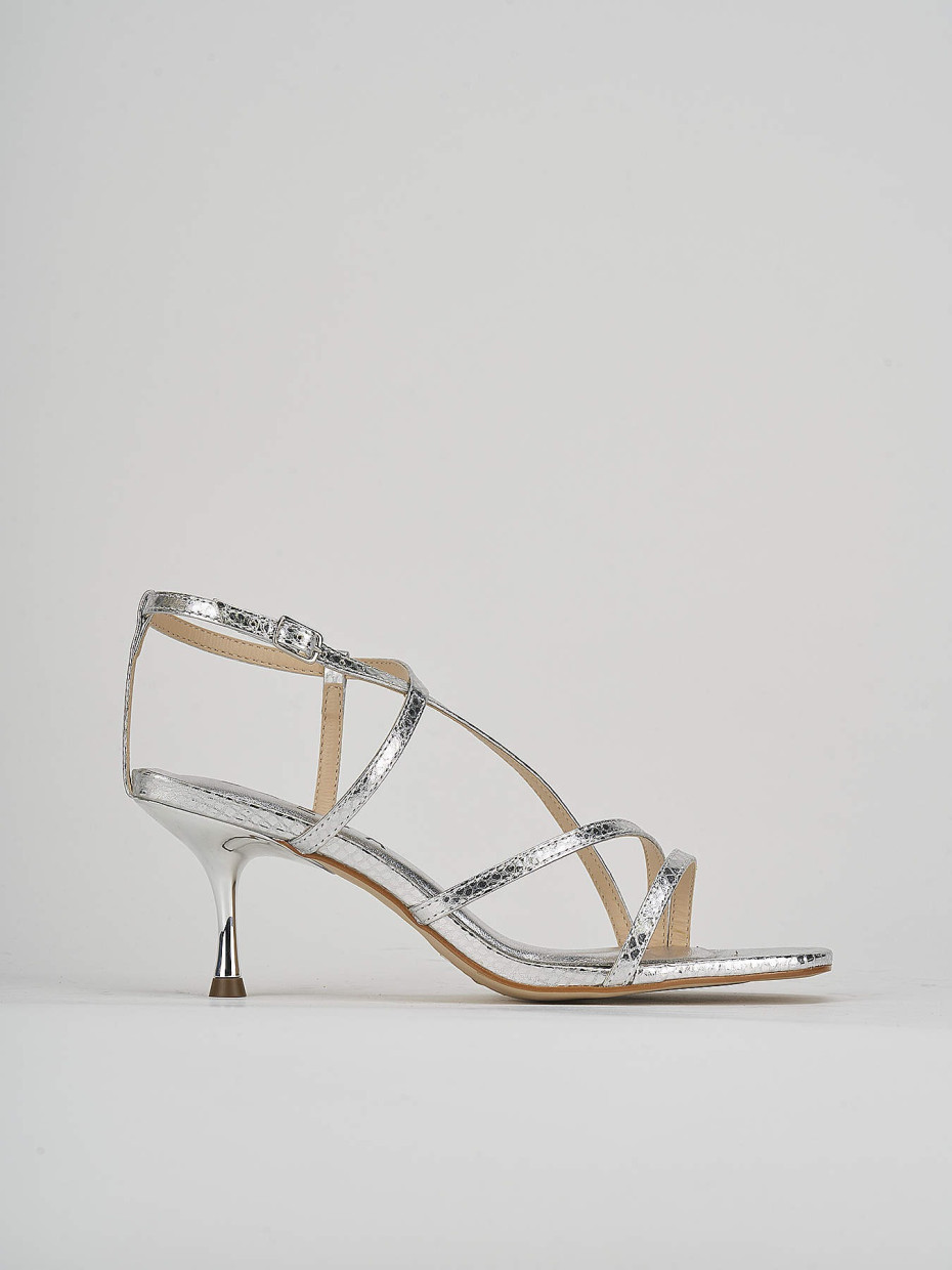 High heel sandals heel 6 cm silver python