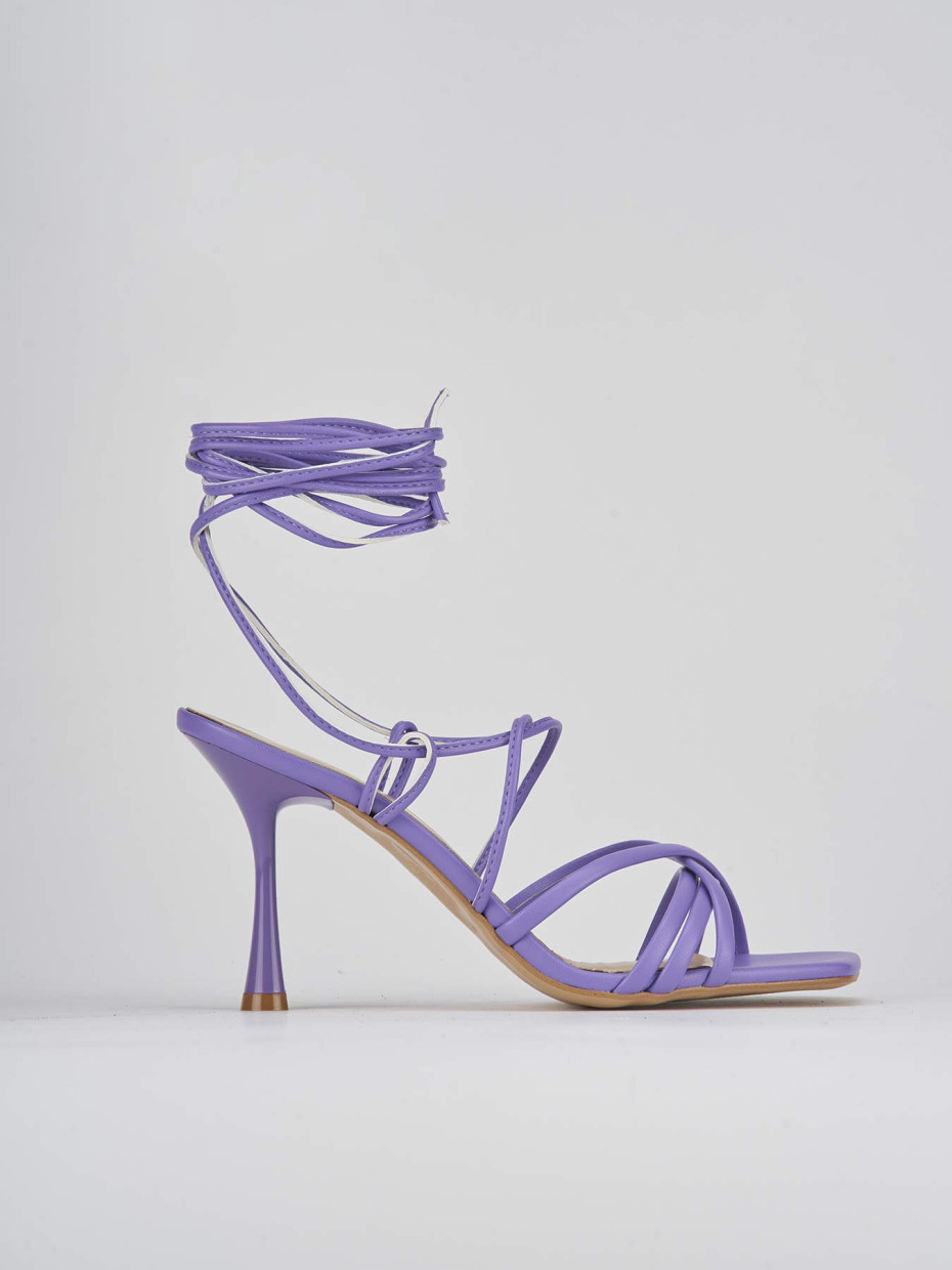 Sandalias de tacón alto tacón 7 cm morado cuero