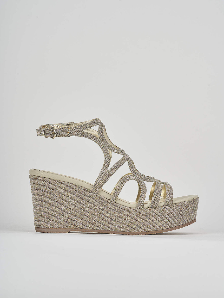 Sandalo zeppa 8 cm oro pelle