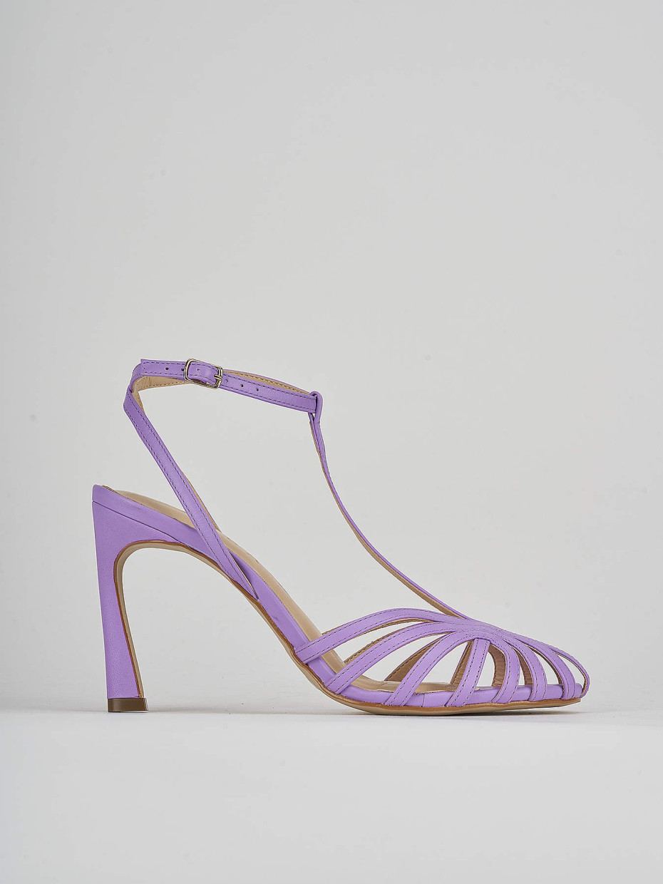 Sandalias de tacón alto tacón 9 cm morado cuero