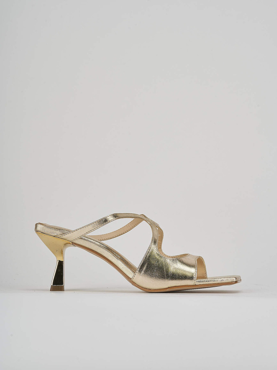 Mules tacón 6 cm oro cuero