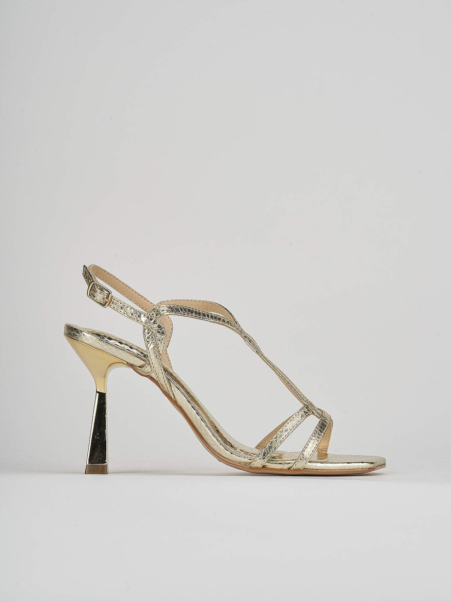 Sandali tacco 9cm pitone oro