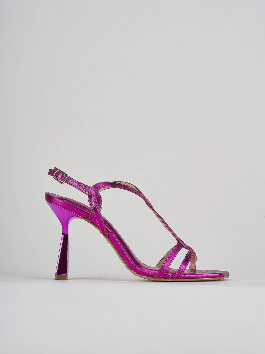 High heel sandals heel 9 cm pink leather