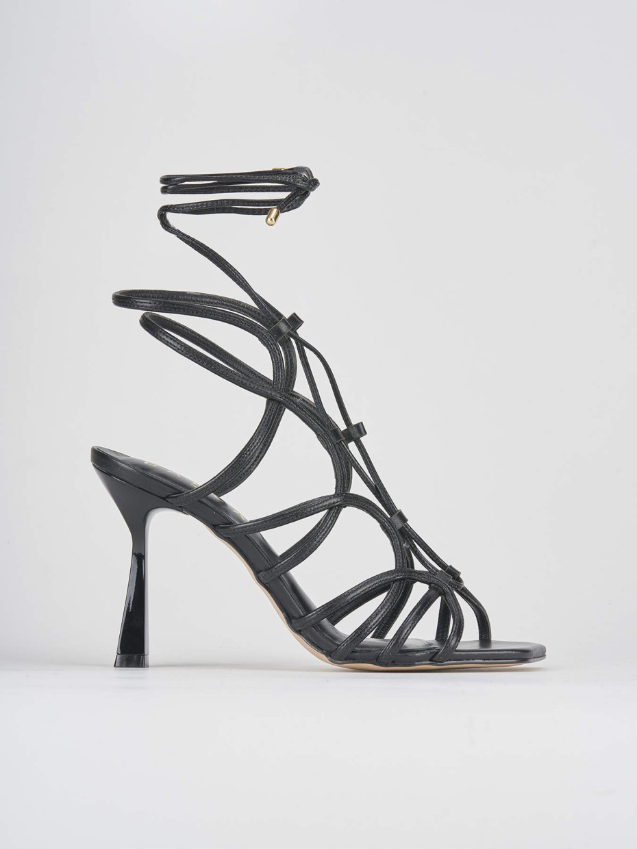 High heel sandals heel 9 cm black leather