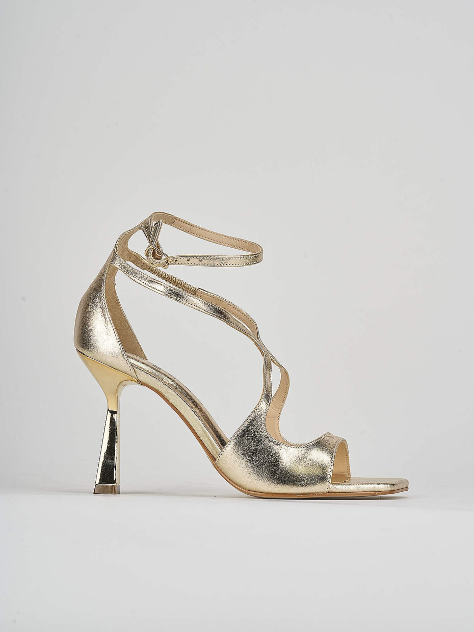 High heel sandals heel 9 cm gold leather