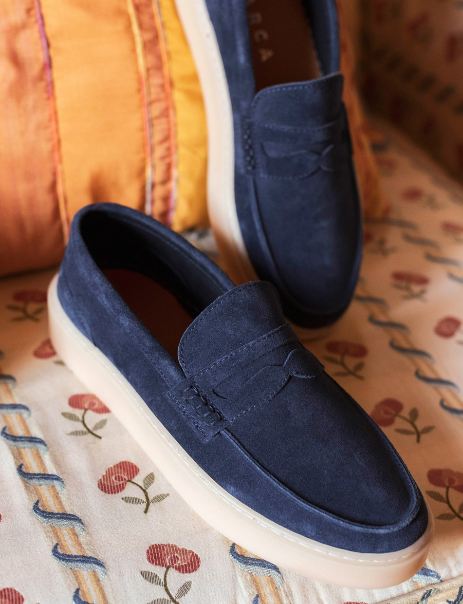 Mocasines azul ante