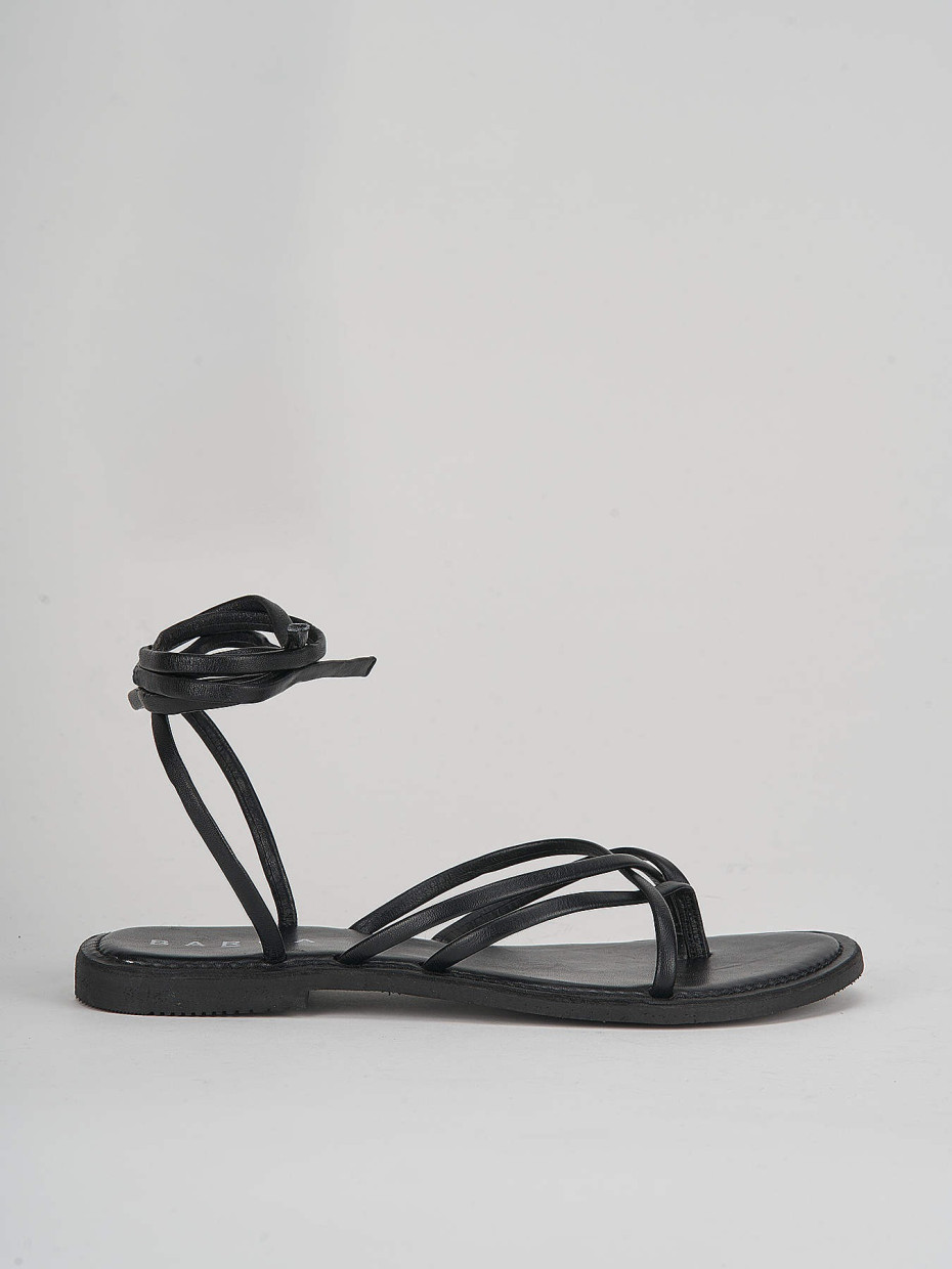 Low heel sandals heel 1 cm black leather